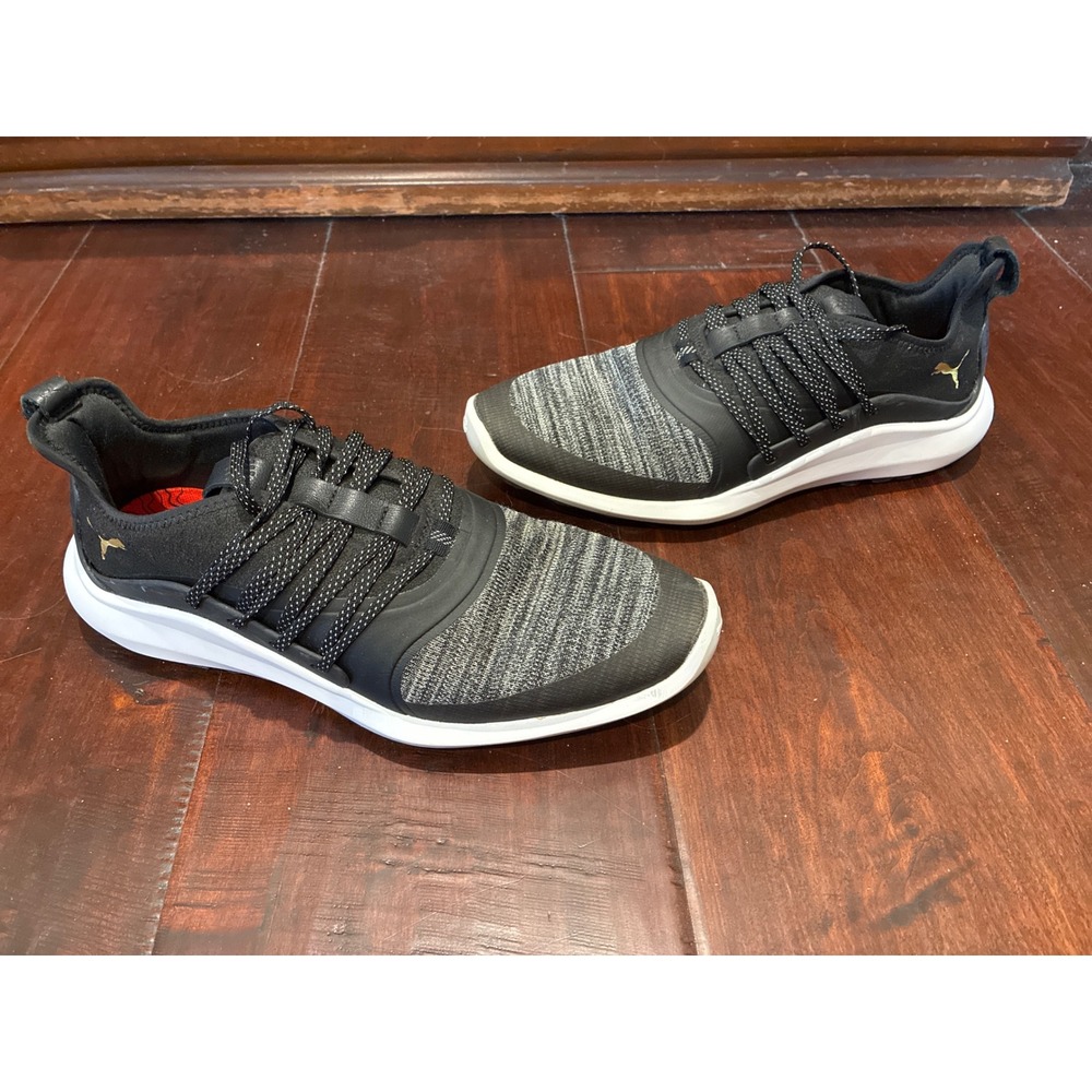 Puma Ignite Golf Shoes Men's 8 Black Grey Gold Spikeless 192224-01